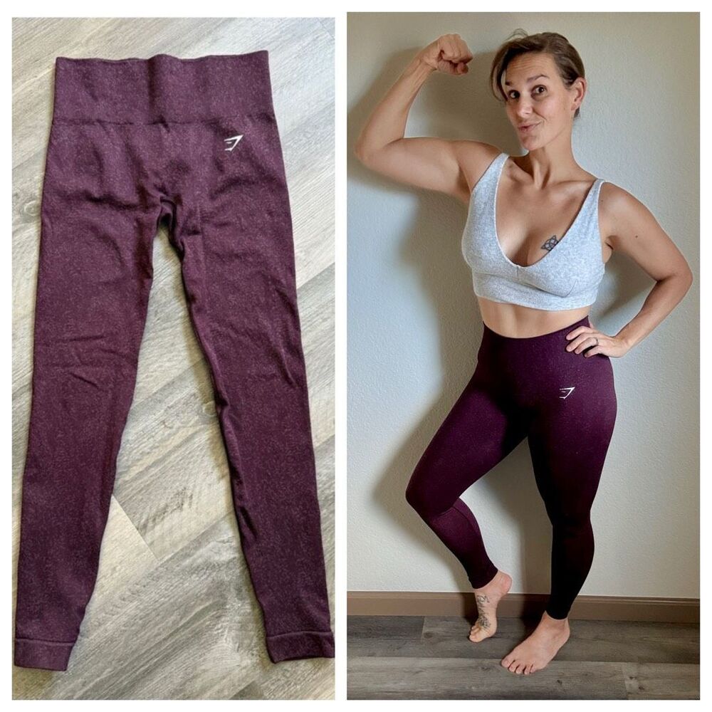 GymShark Leggings High Rise Adapt Fleck Purple Workout Small Used - Picture 3 of 12